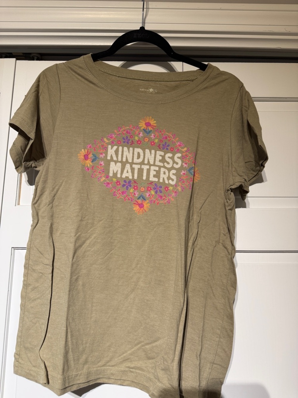 NATURAL LIFE Olive 'Kindness Matters' Floral Tee